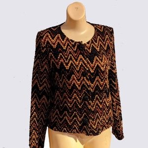 Vintage Super Graphic Michael Simon Op Art Ribbon Cardigan Medium